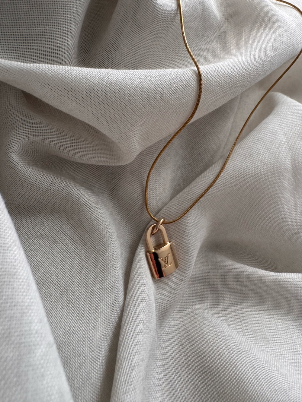 Louis Vuitton Gold Padlock Pendant Necklace LV